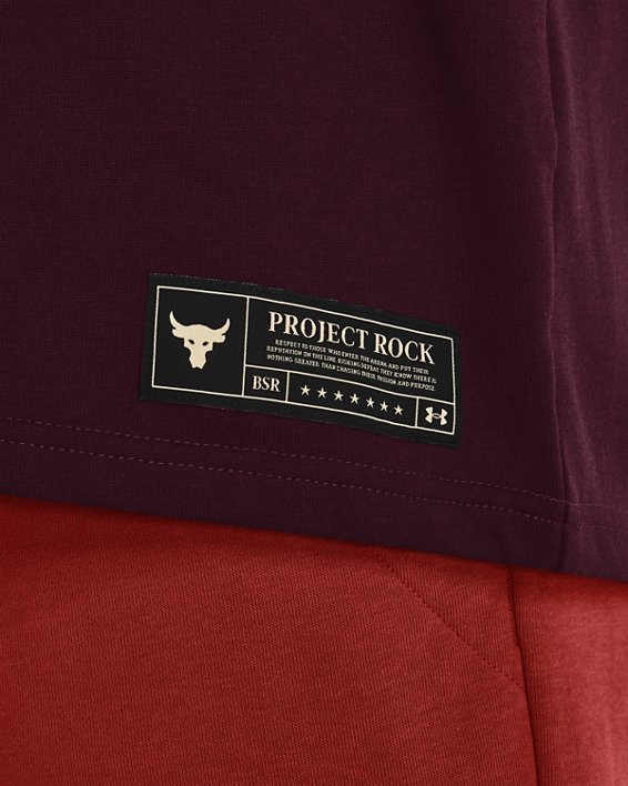 Men's Project Rock Crest Heavyweight Short Sleeve, Maroon, pdpMainDesktop image number 3